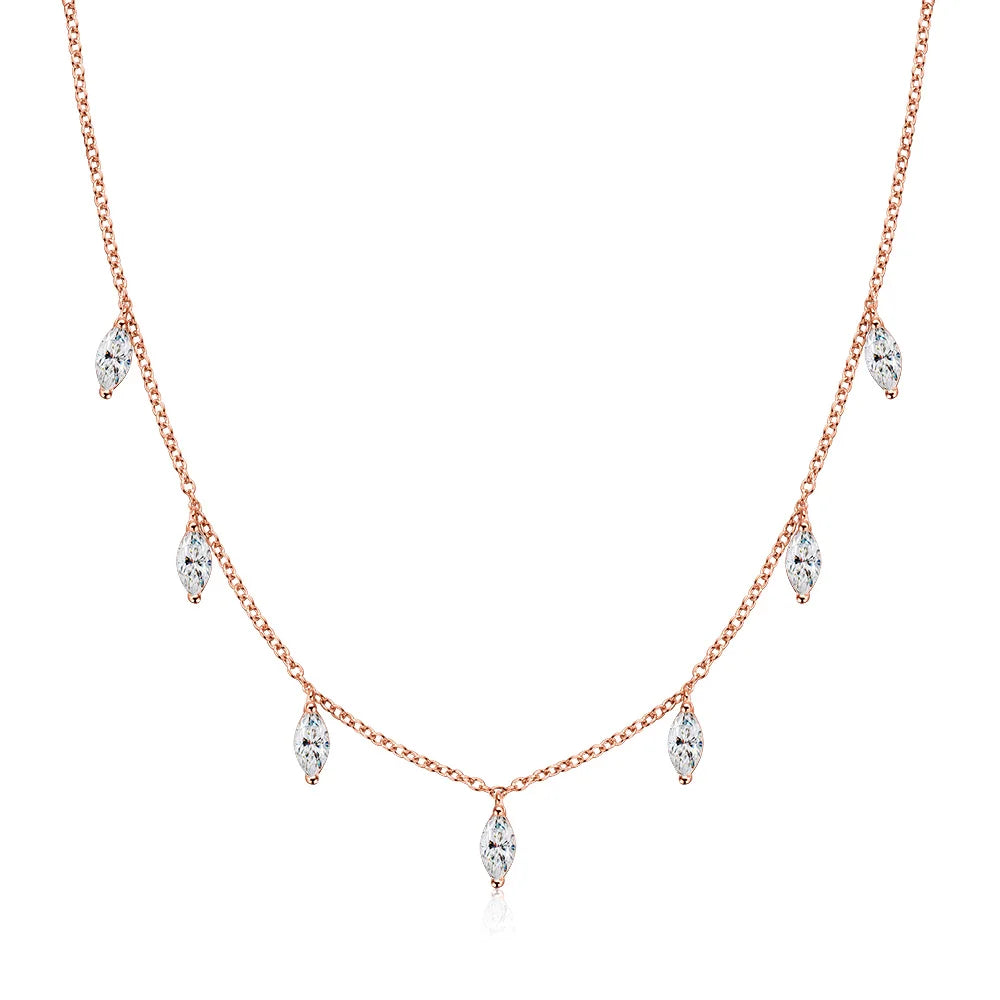 Marquise Cut Moissanite Stacking Necklace - Gift for Women