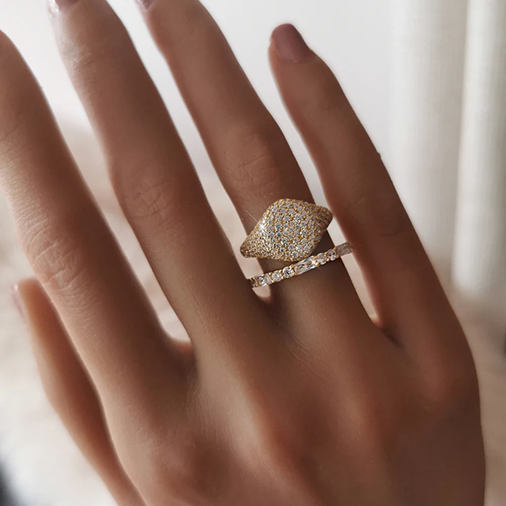 18K Gold Plated Full Moissanite Pinky Ring For Men and Women
