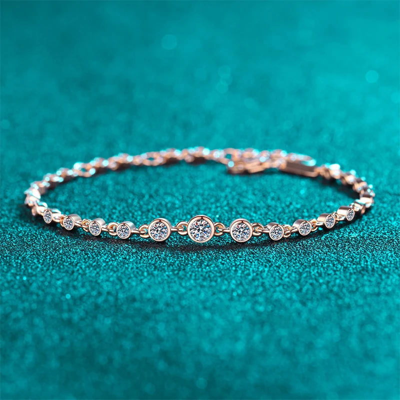 18K Gold Plated Round Shape Moissanite Diamond Bracelet