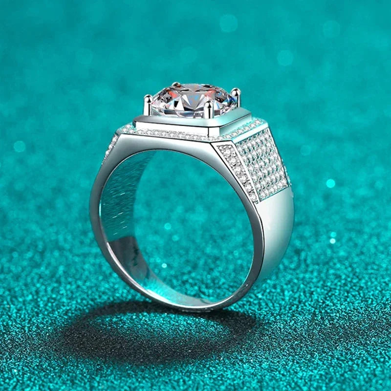 White Gold Plated 10-Carat Moissanite Men's Ring