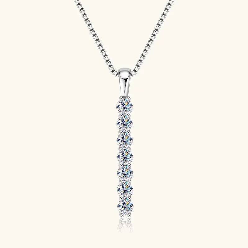 Moissanite 7-stone Bar Necklace - Gift for Her