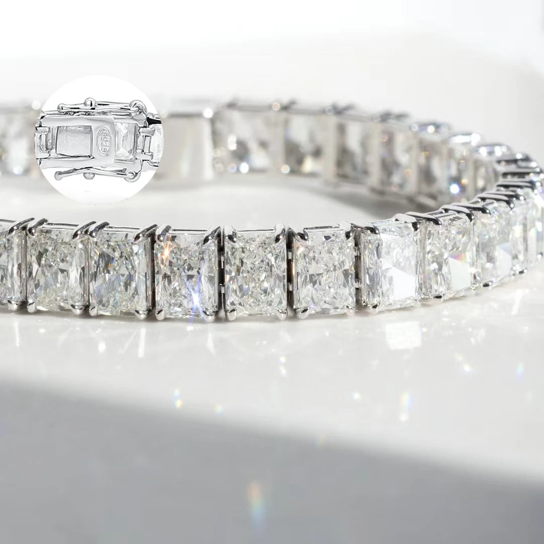 Radiant Cut Moissanite Tennis Bracelet - Anniversary Gift