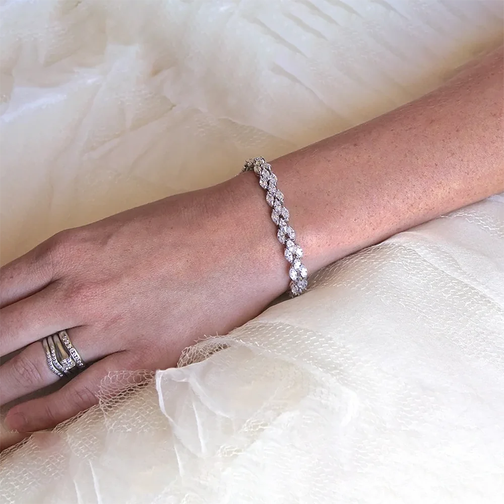 Fleur de Luxe Marquise Cut Moissanite Tennis Bracelet – GRA Certified