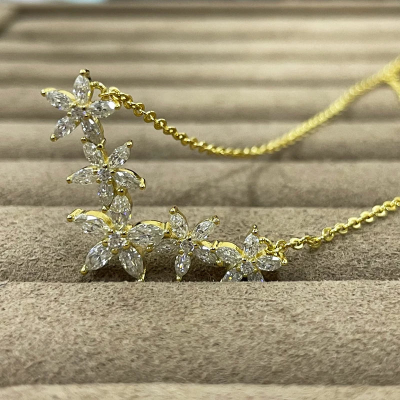 Flowers Design Moissanite Necklace