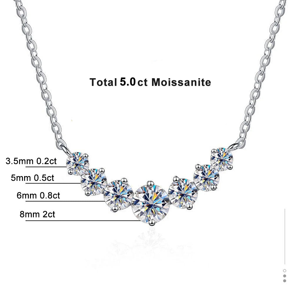 5 Carat Moissanite 18k White Gold Plated Necklace