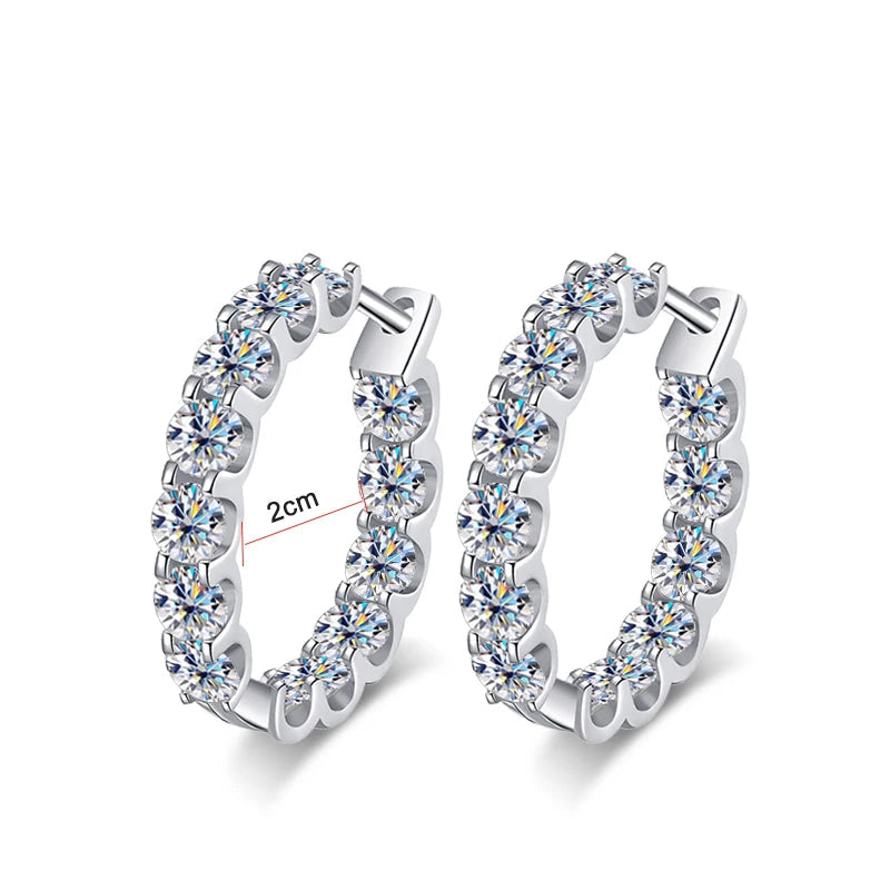 2.6 Carat Moissanite Gold Plated Hoop Earrings Anniversary Gift