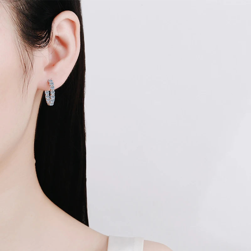 2.6 Carat Moissanite Gold Plated Hoop Earrings Anniversary Gift