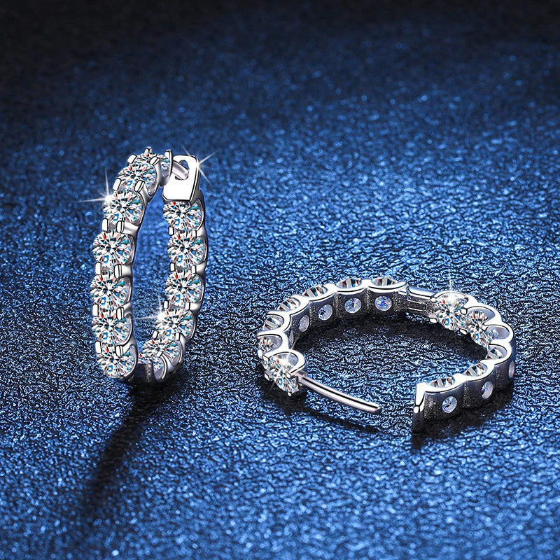 2.6 Carat Moissanite Gold Plated Hoop Earrings Anniversary Gift