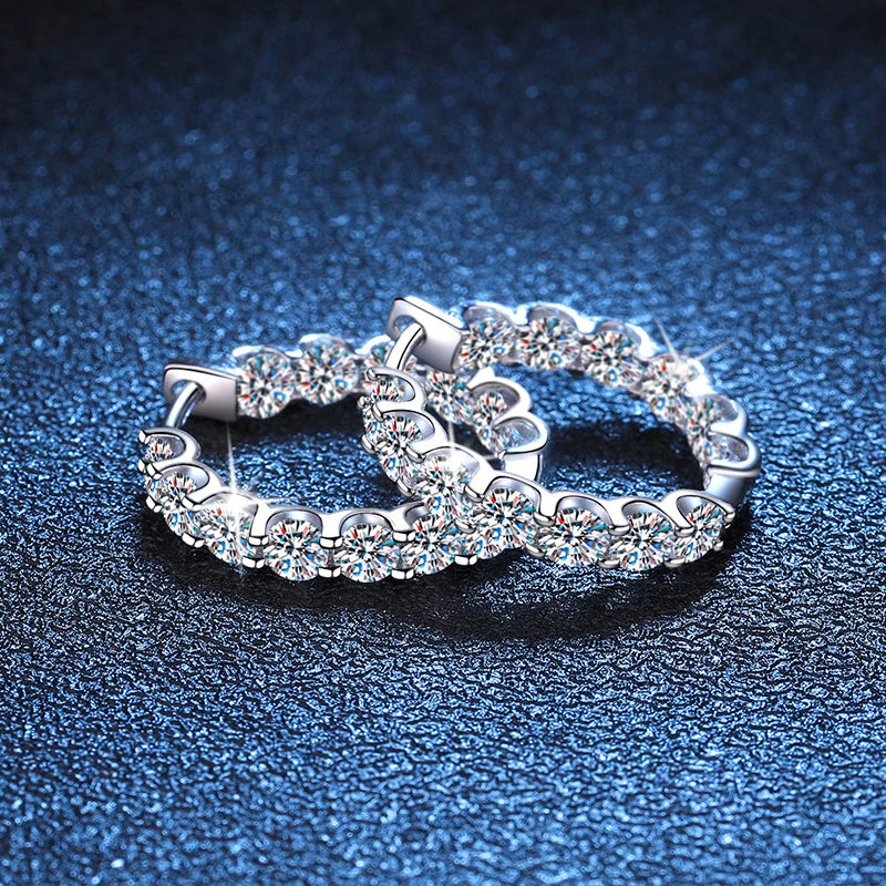 2.6 Carat Moissanite Gold Plated Hoop Earrings Anniversary Gift