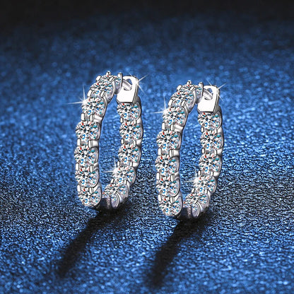 2.6 Carat Moissanite Gold Plated Hoop Earrings Anniversary Gift