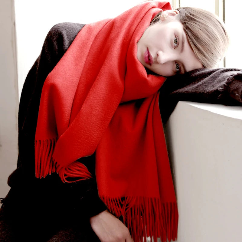 100% Wool Thick Scarf - Christmas Gift For Women & Men