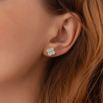 18k Gold Plated Clover Flower Moissanite Necklace, Earrings & Bracelet Set