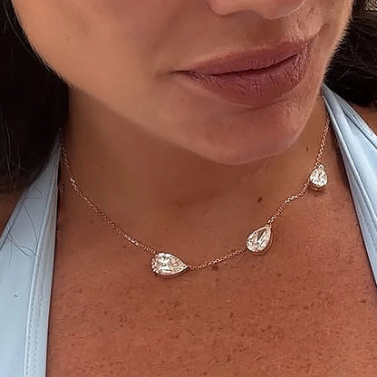 9 Carat East West Pear Cut Moissanite Necklace – Women’s Gift