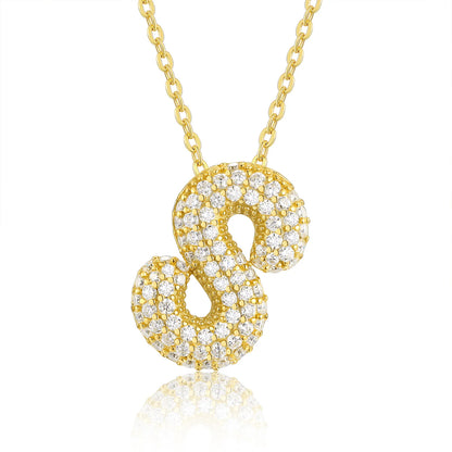 Moissanite Bubble Letter Necklace - Christmas Gift