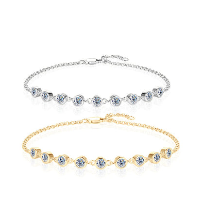 18K Gold Plated Moissanite Charm Bracelet
