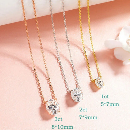 Oval Cut Moissanite 18K Gold Plated Necklace
