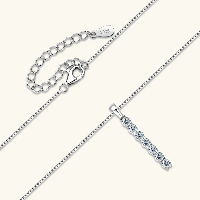 Moissanite 7-stone Bar Necklace - Gift for Her