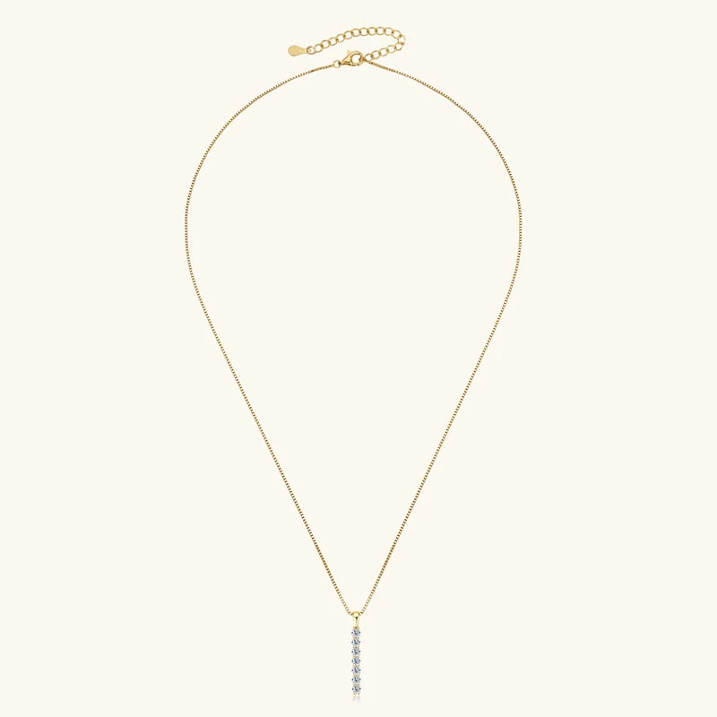 Moissanite 7-stone Bar Necklace - Gift for Her