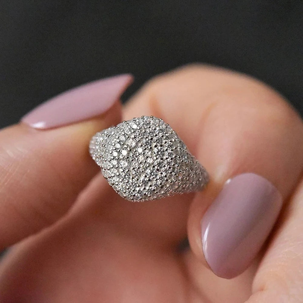 18K Gold Plated Full Moissanite Pinky Ring For Men and Women