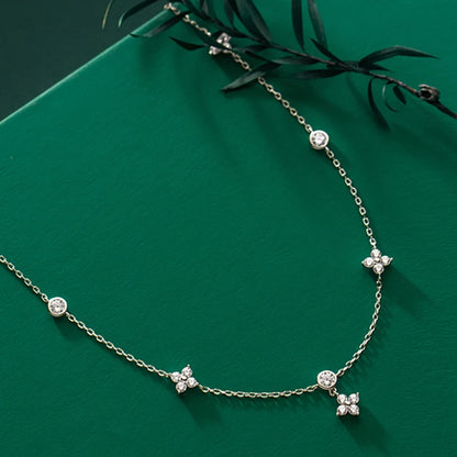 Clover Design Moissanite Necklace - Four-leaf Flower Necklace