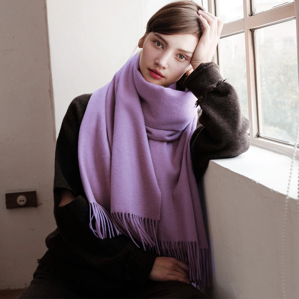 100% Wool Thick Scarf - Christmas Gift For Women & Men