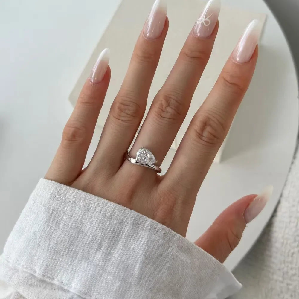 18K Gold Plated 1.5/3CT East-West Pear Cut Moissanite Ring Pinky Ring