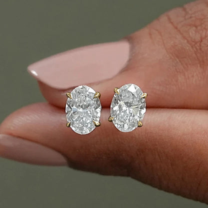 Oval Cut Moissanite Stud Earrings - Christmas Gift