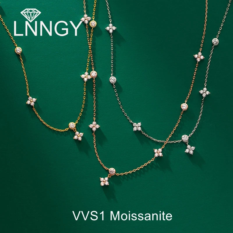 Clover Design Moissanite Necklace - Four-leaf Flower Necklace