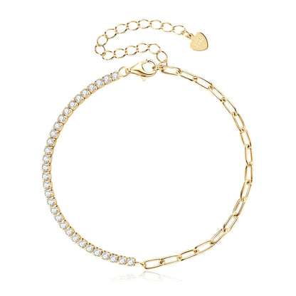 18k Gold Plated Half Tennis Bracelet - Birthday Gift For Her