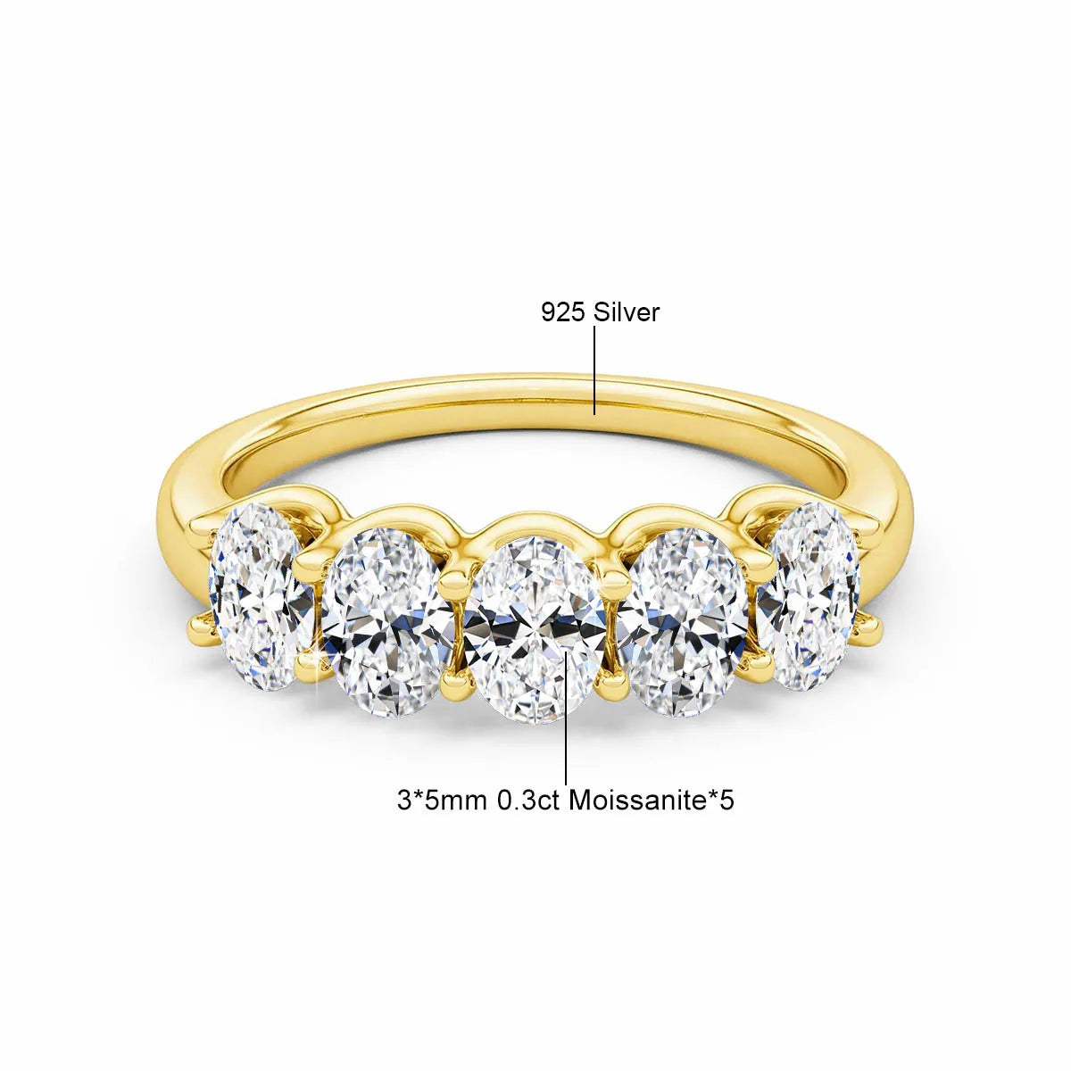 14K Gold 1.5 Carat Moissanite Wedding Band Ring - Anniversary Gift