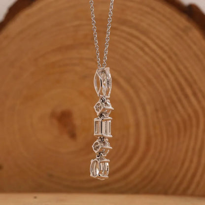 2.1 Carat 5-Stone Moissanite Necklace - Marquise, Round, Oval, Emerald Cut Moissanite