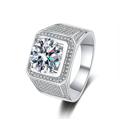 White Gold Plated 10-Carat Moissanite Men's Ring