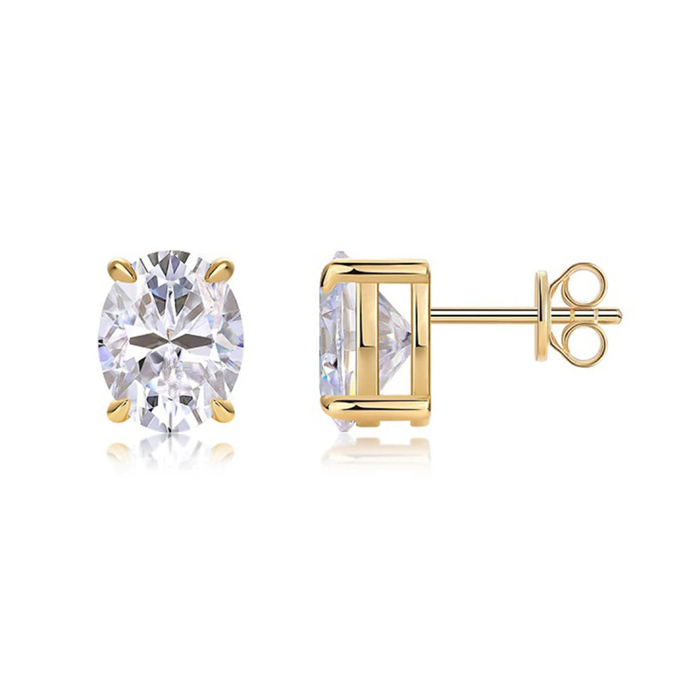 Oval Cut Moissanite Stud Earrings - Christmas Gift