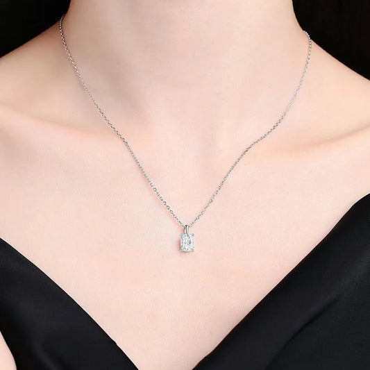 Radiant Cut Moissanite Gold Plated Necklace