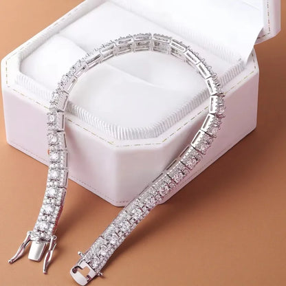 18K White Gold Plated Moissanite Tennis Bracelet - Anniversary Gift