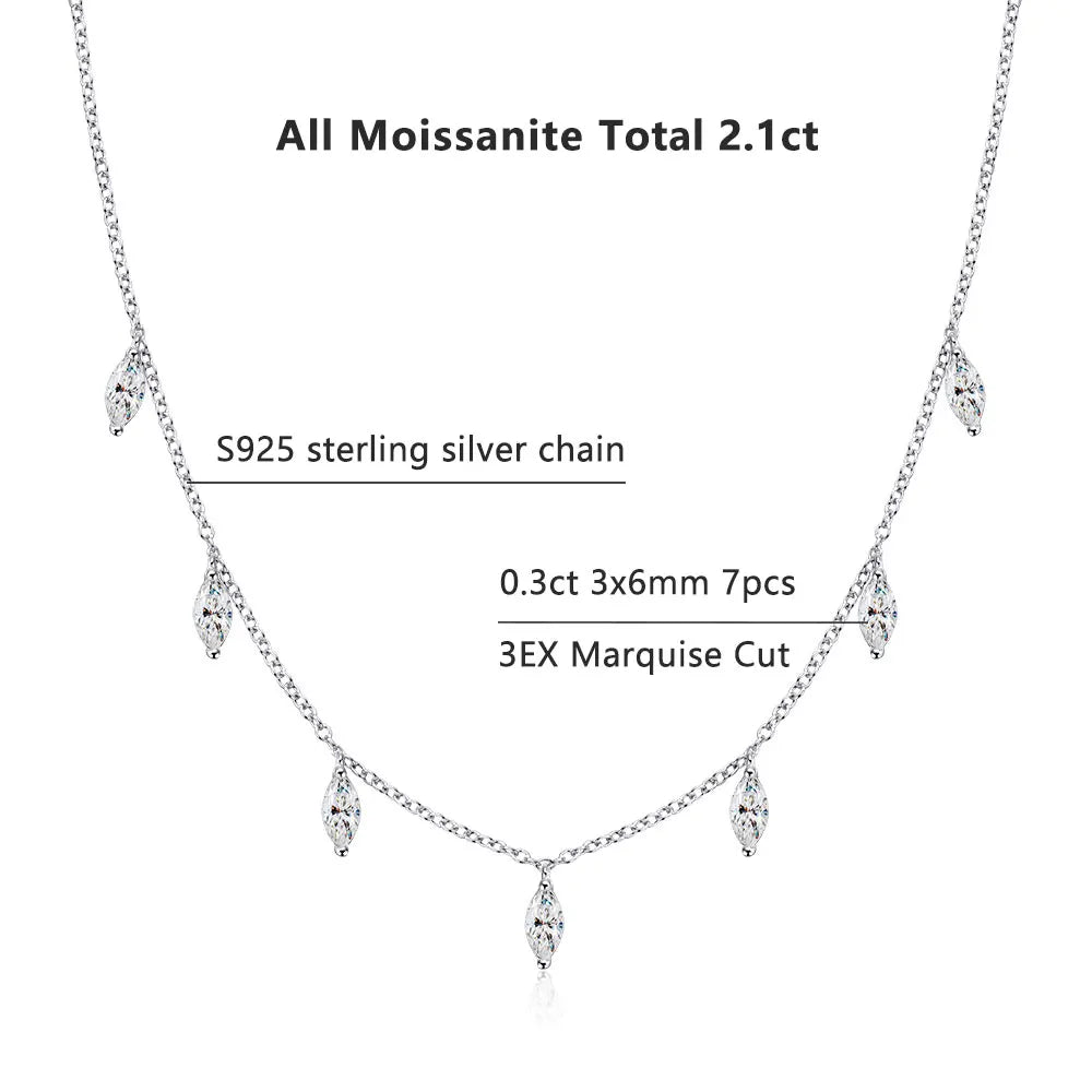 Marquise Cut Moissanite Stacking Necklace -  Gift for Women