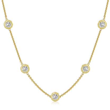 2.5ct Moissanite 5 Stones Moissanite 18k Gold Plated Necklace