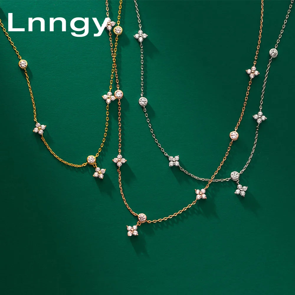 Clover Design Moissanite Necklace - Four-leaf Flower Necklace