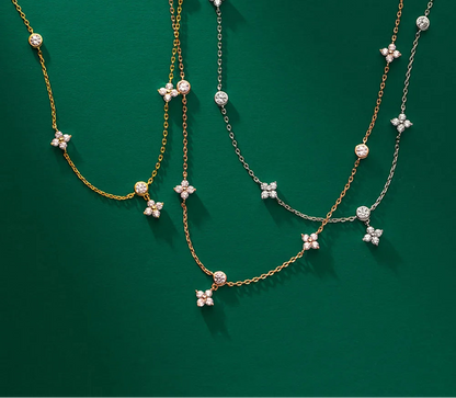 Clover Design Moissanite Necklace - Four-leaf Flower Necklace