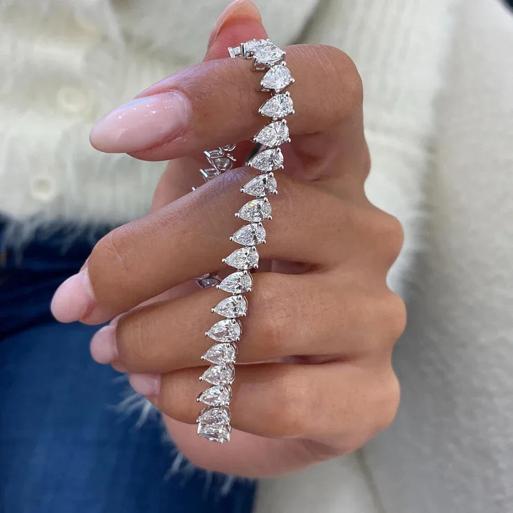 Pear Cut Moissanite Tennis Bracelet –  Anniversary Gift