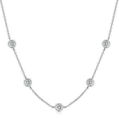 2.5ct Moissanite 5 Stones Moissanite 18k Gold Plated Necklace