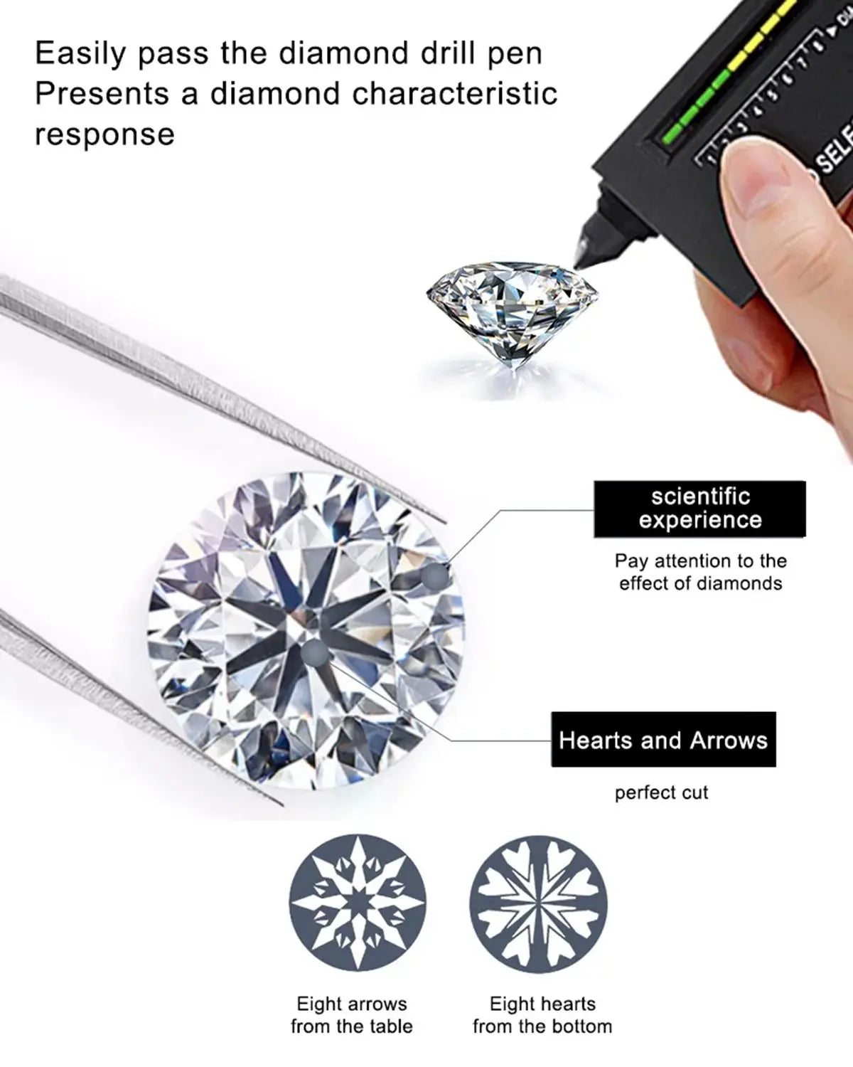 Real 14k Gold Pendant Round Cut Moissanite Necklaces