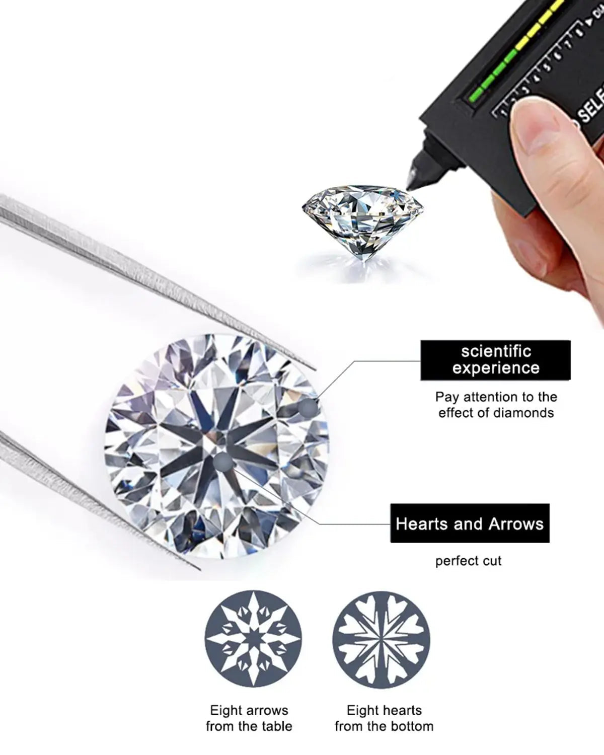 Real 14k Gold Pendant Round Cut Moissanite Necklaces