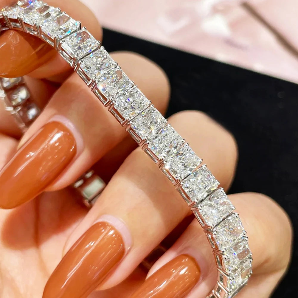 Radiant Cut Moissanite Tennis Bracelet - Anniversary Gift
