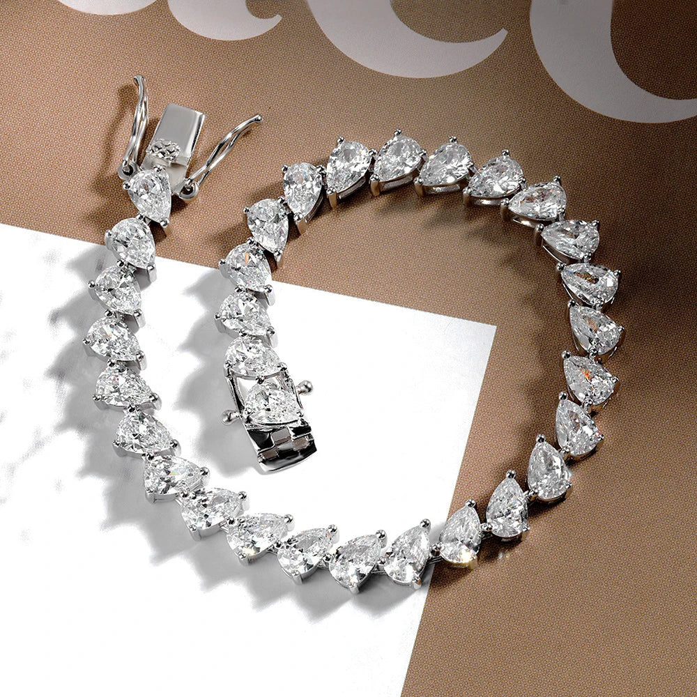Pear Cut Moissanite Tennis Bracelet –  Anniversary Gift