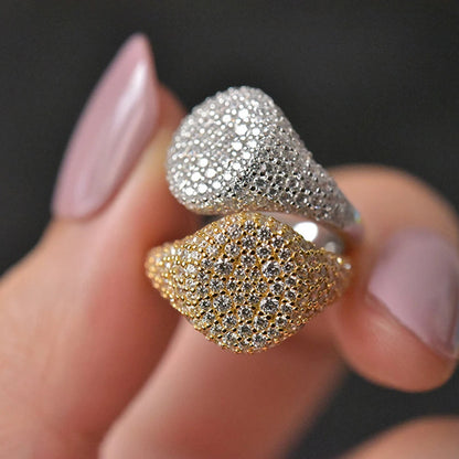 18K Gold Plated Full Moissanite Pinky Ring For Men and Women