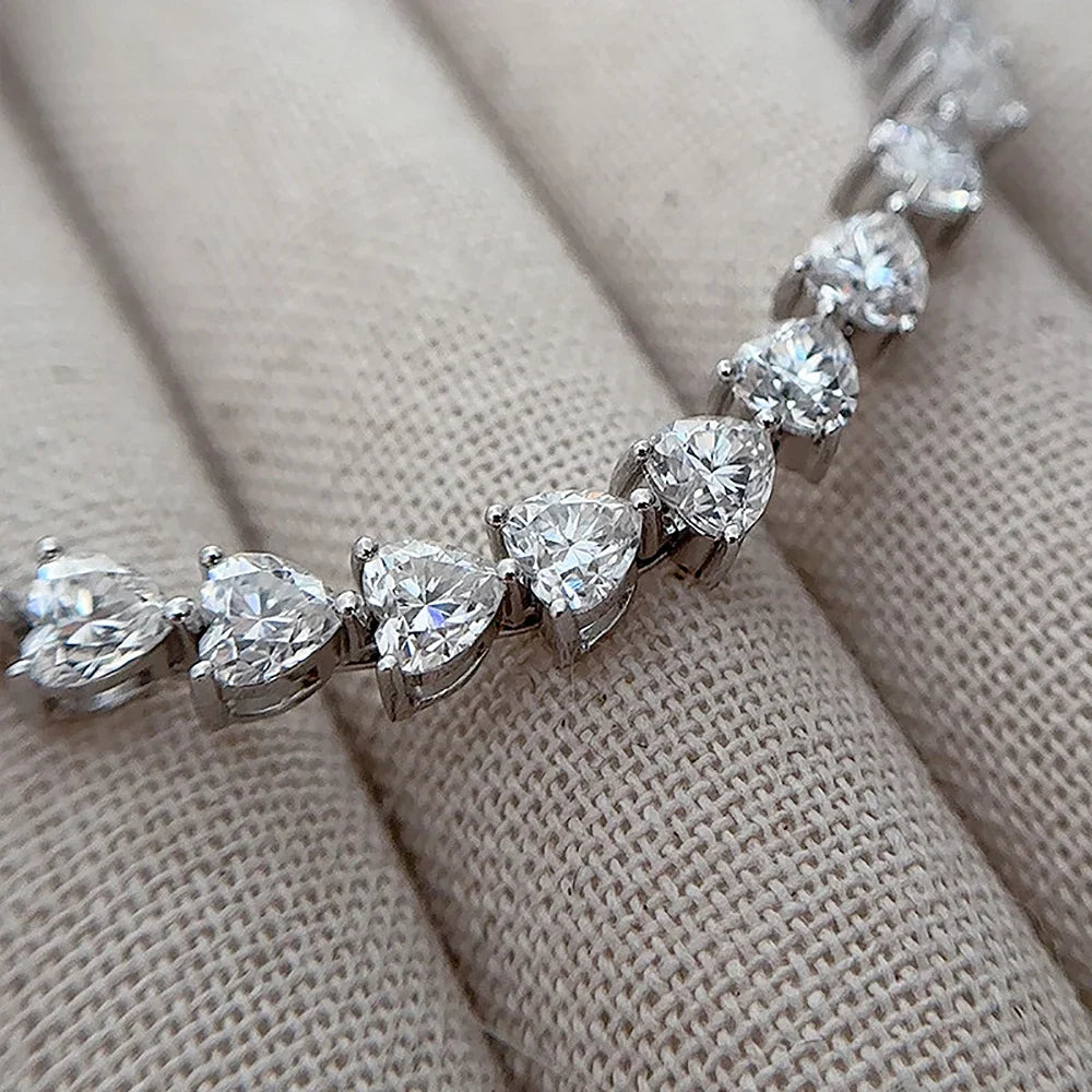 Heart Cut Moissanite Tennis GRA Certified Bracelet - Valentine Gift