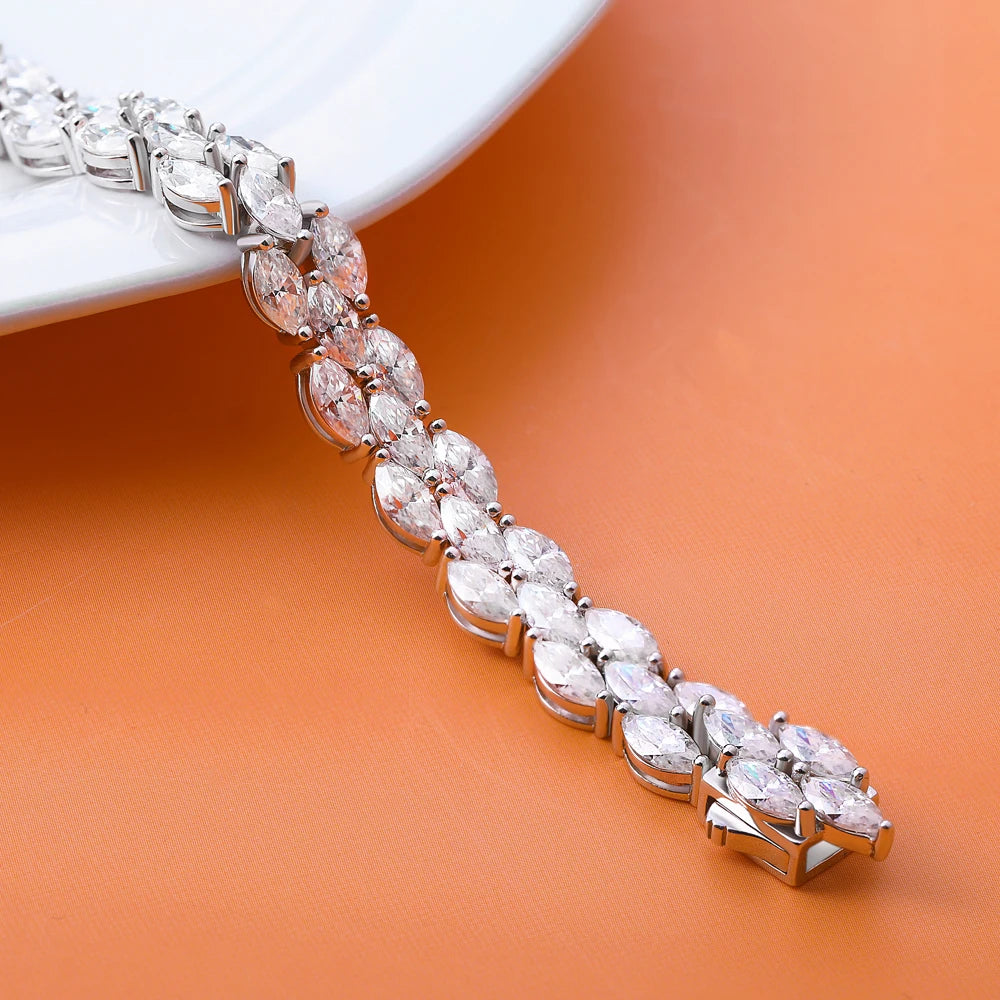 Fleur de Luxe Marquise Cut Moissanite Tennis Bracelet – GRA Certified