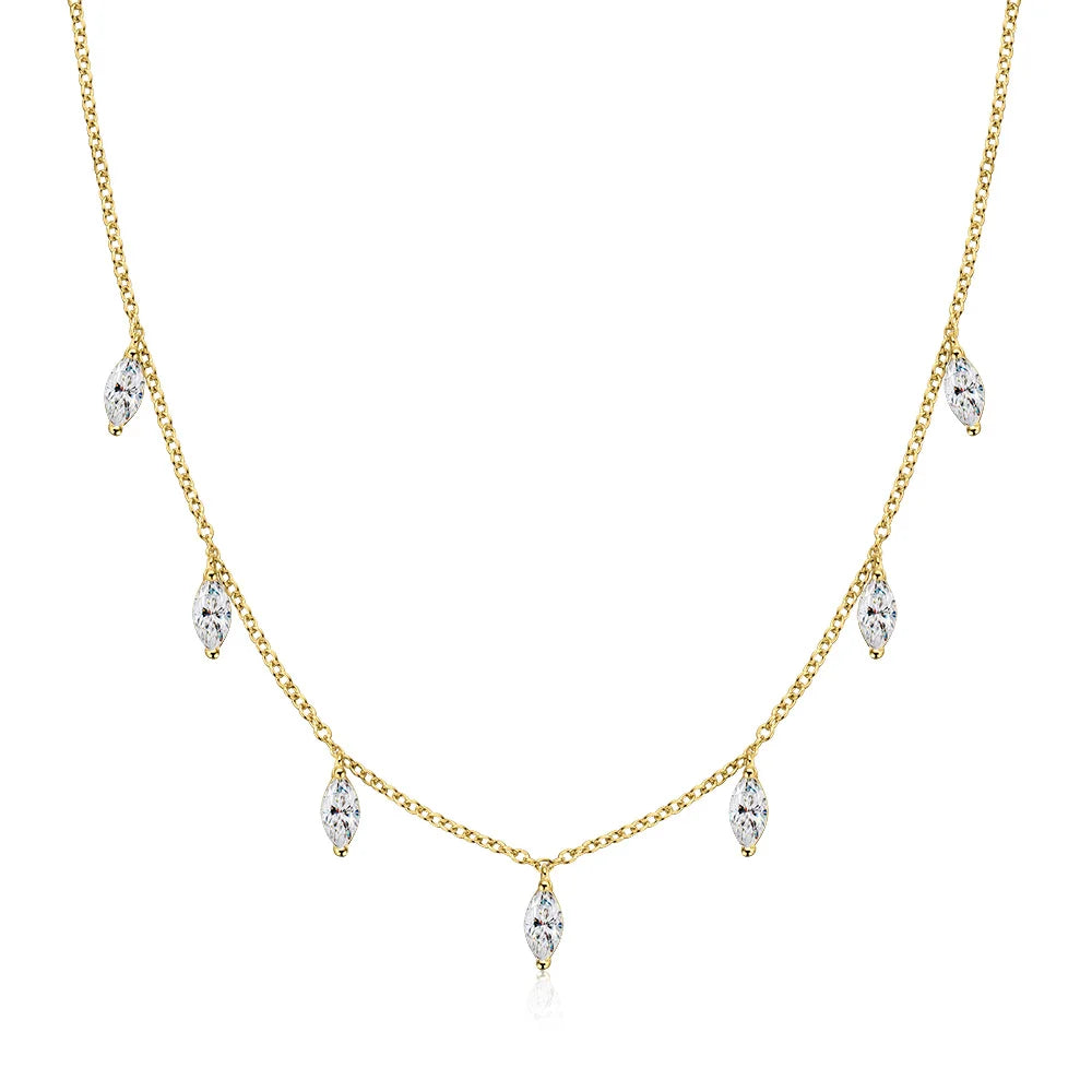 Marquise Cut Moissanite Stacking Necklace -  Gift for Women