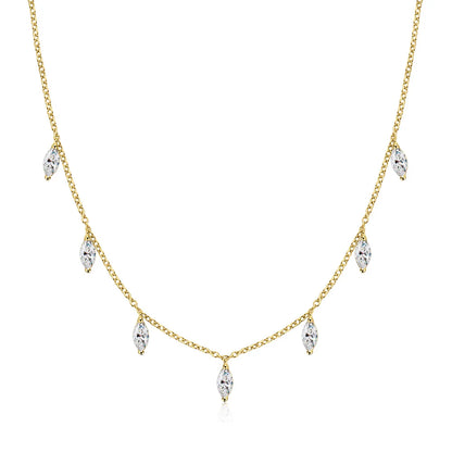 Marquise Cut Moissanite Stacking Necklace -  Gift for Women